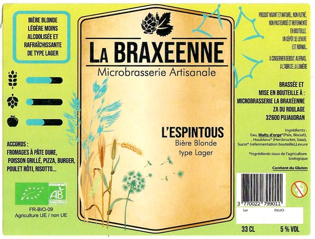 Etiquette BRASSERIE LA BRAXEENNE 32 13