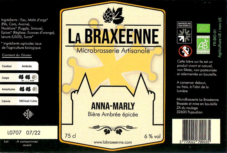 Etiquette BRASSERIE LA BRAXEENNE 32 14