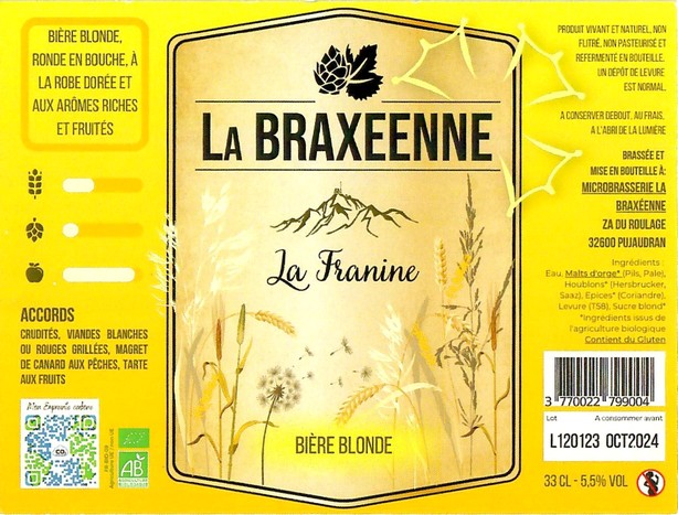 Etiquette BRASSERIE LA BRAXEENNE 32 17