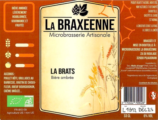 Etiquette BRASSERIE LA BRAXEENNE 32 18