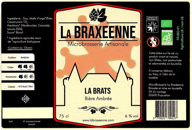 Etiquette BRASSERIE LA BRAXEENNE 32 20