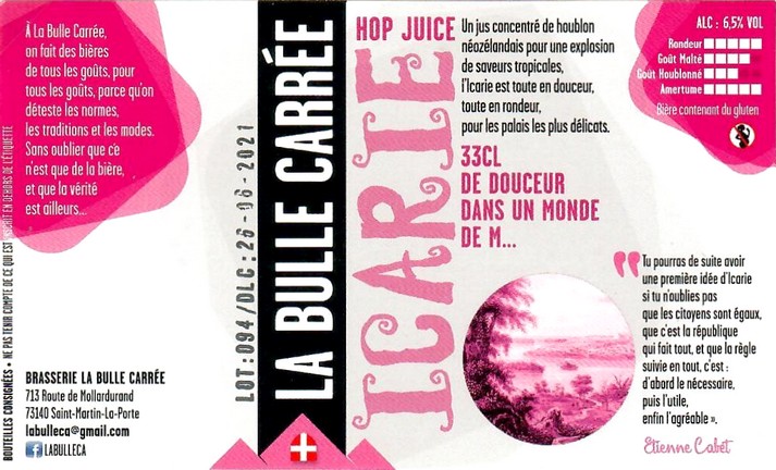 Etiquette BRASSERIE LA BULLE CARREE 02
