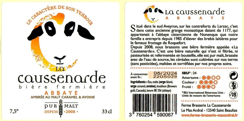 Etiquette BRASSERIE LA CAUSSENARDE 11