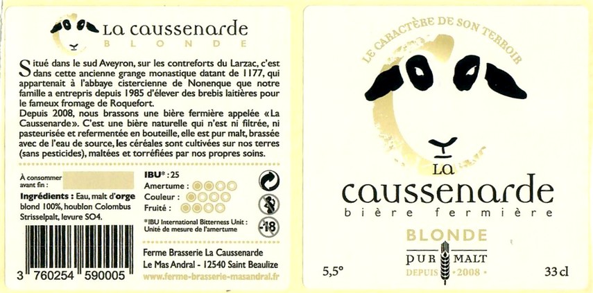 Etiquette BRASSERIE LA CAUSSENARDE 12
