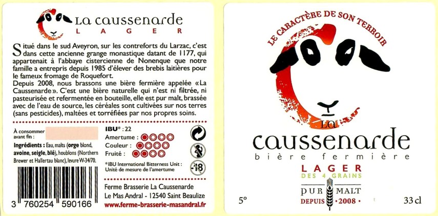Etiquette BRASSERIE LA CAUSSENARDE 13