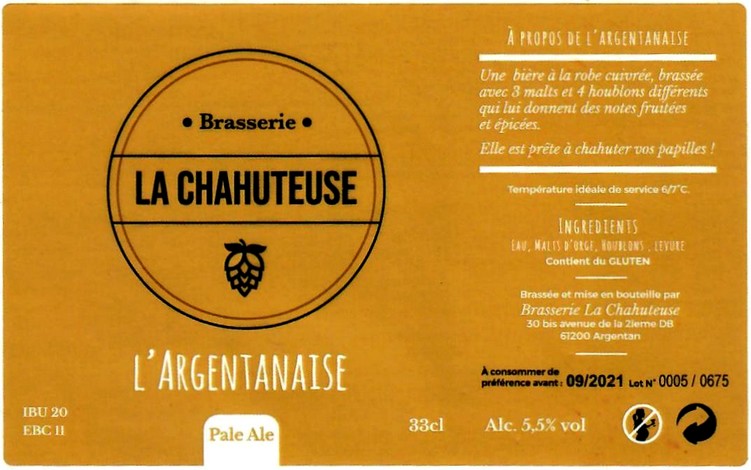 Etiquette BRASSERIE LA CHAHUTEUSE 01