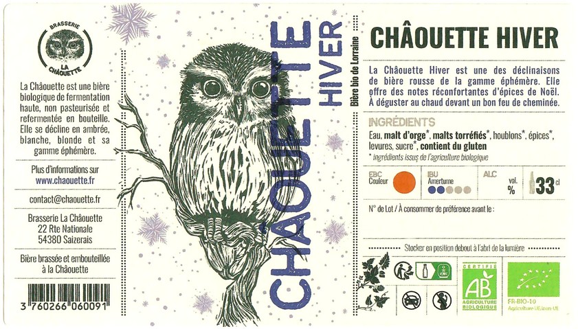 Etiquette BRASSERIE LA CHAOUETTE 37