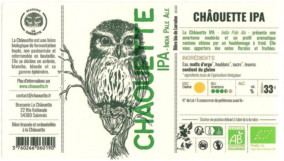Etiquette BRASSERIE LA CHAOUETTE 38