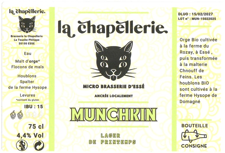 Etiquette BRASSERIE LA CHAPELLERIE 11