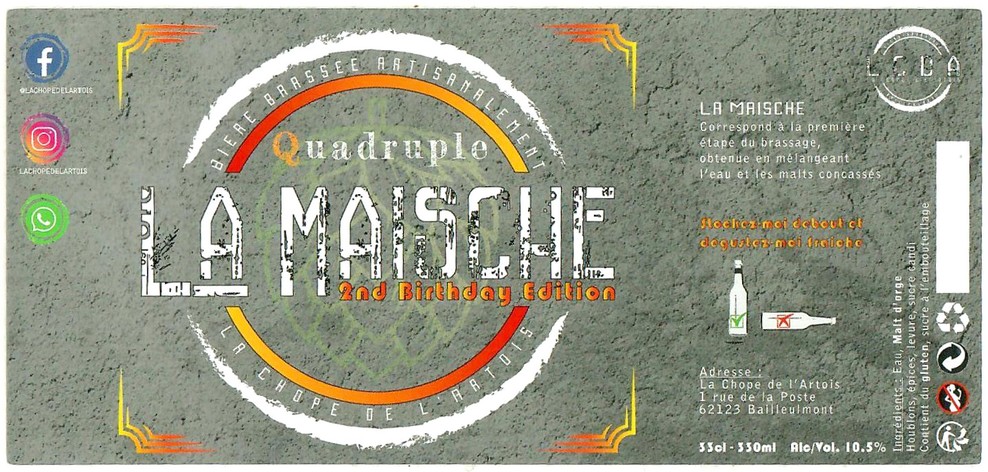 Etiquette BRASSERIE LA CHOPE DE L'ARTOIS 06