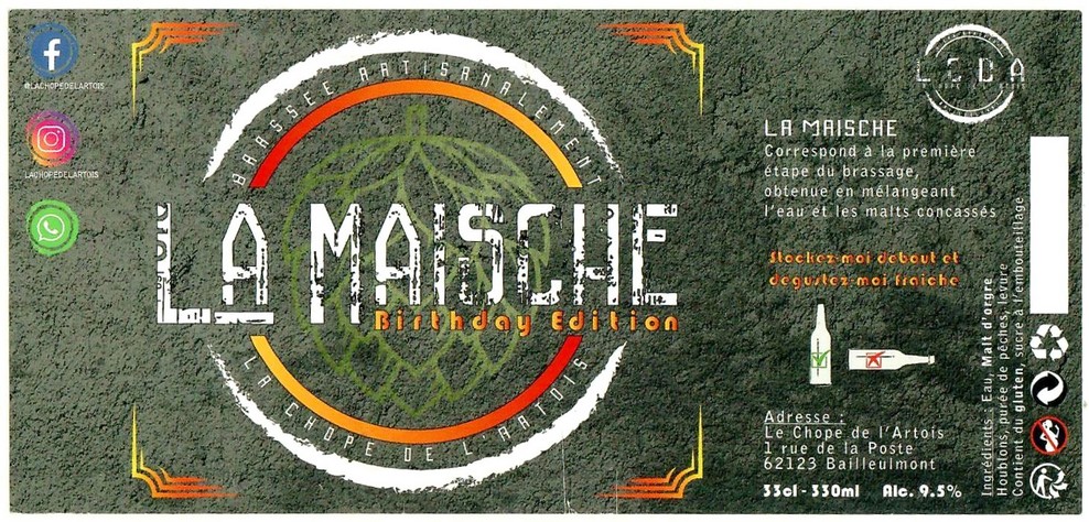 Etiquette BRASSERIE LA CHOPE DE L'ARTOIS 07