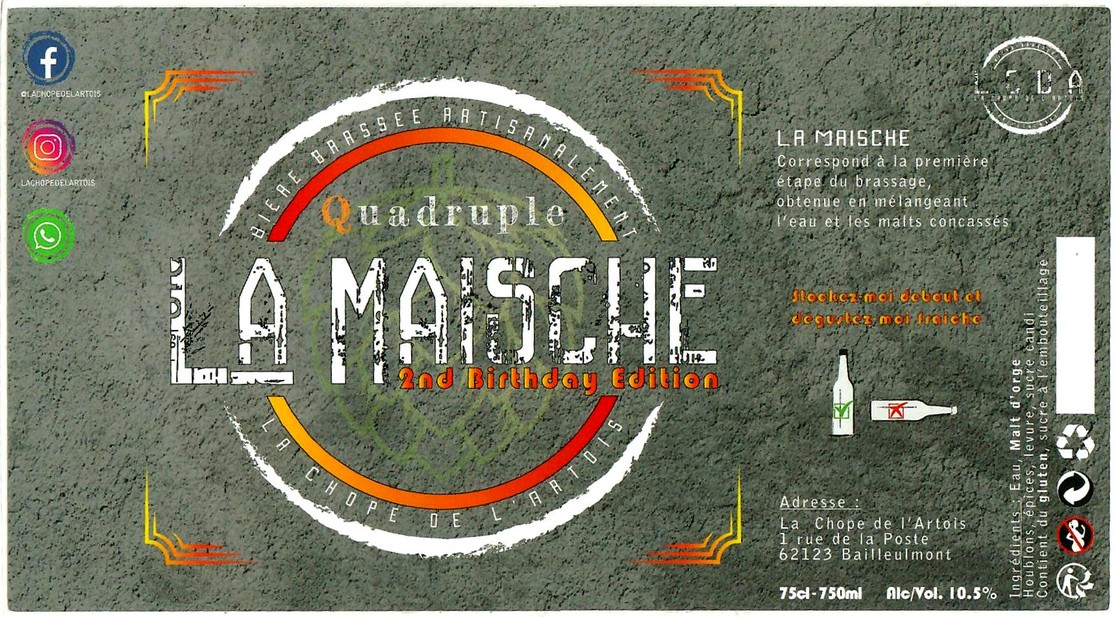 Etiquette BRASSERIE LA CHOPE DE L'ARTOIS 11