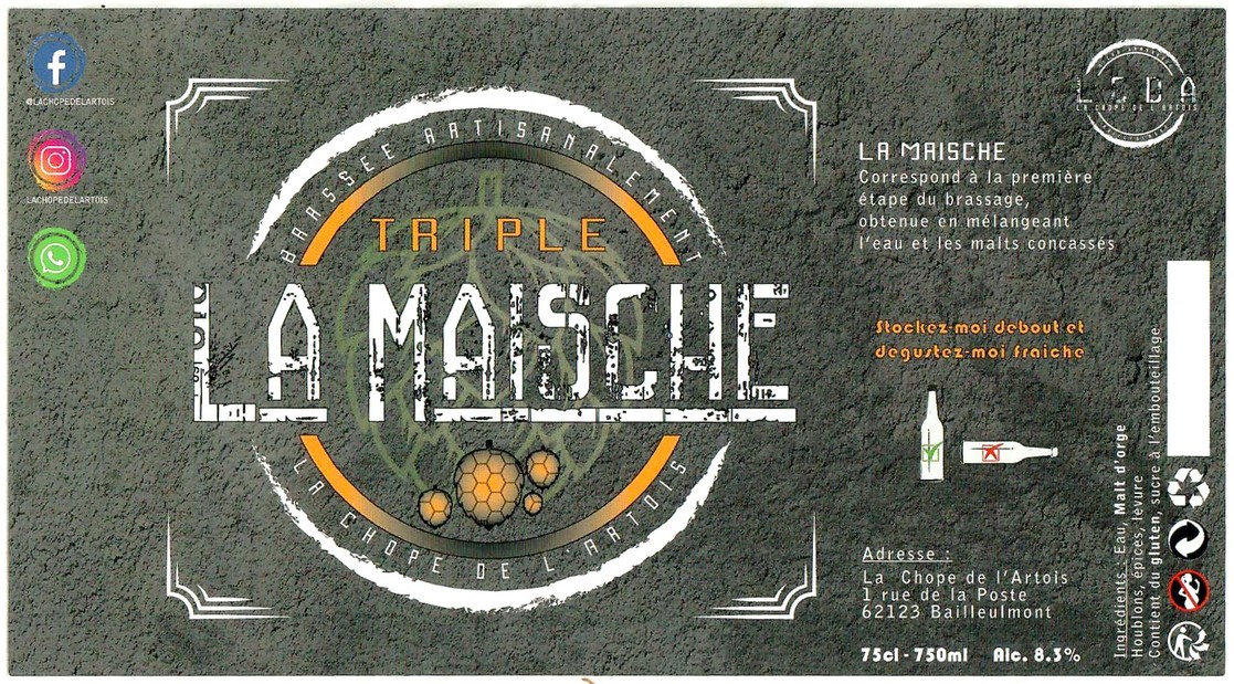 Etiquette BRASSERIE LA CHOPE DE L'ARTOIS 12