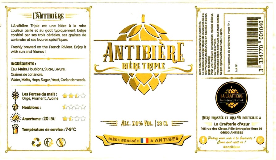 etiquette BRASSERIE LA CRAFTERIE D'AZUR 01