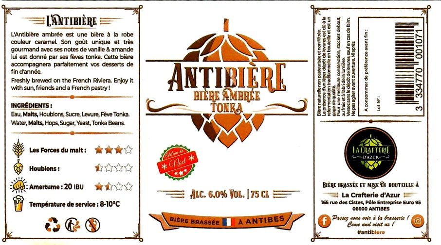 etiquette BRASSERIE LA CRAFTERIE D'AZUR 02