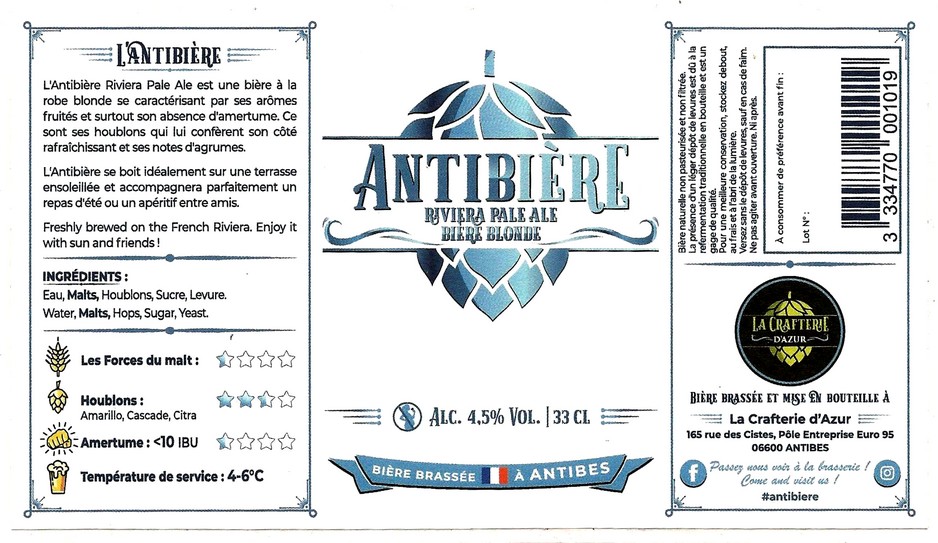 etiquette BRASSERIE LA CRAFTERIE D'AZUR 07