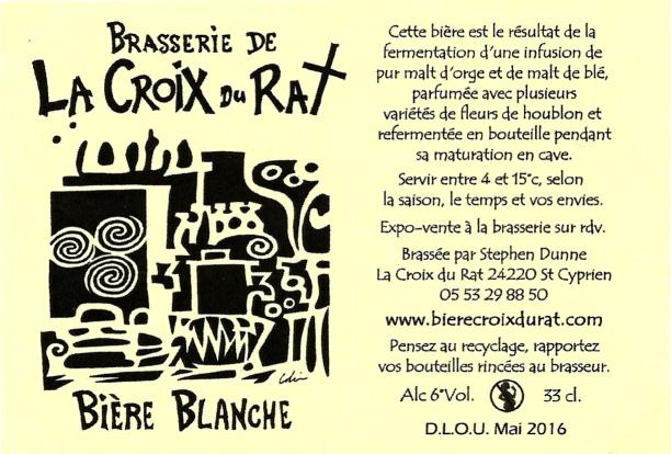etiquette BRASSERIE LA CROIX DU RAT 10