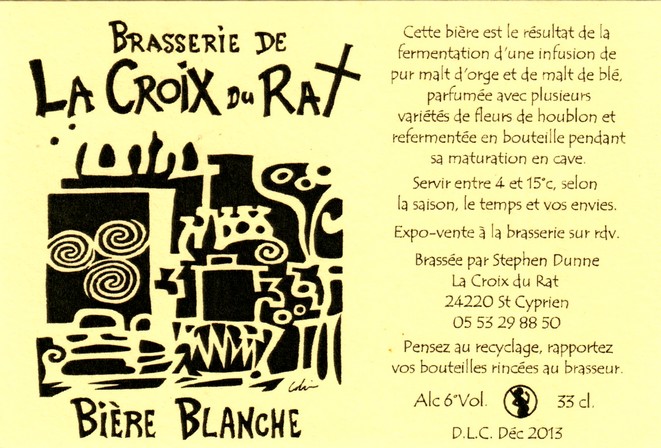 etiquette BRASSERIE LA CROIX DU RAT 14