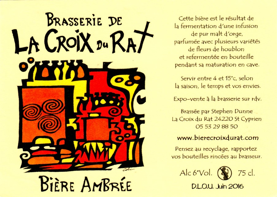 etiquette BRASSERIE LA CROIX DU RAT 16