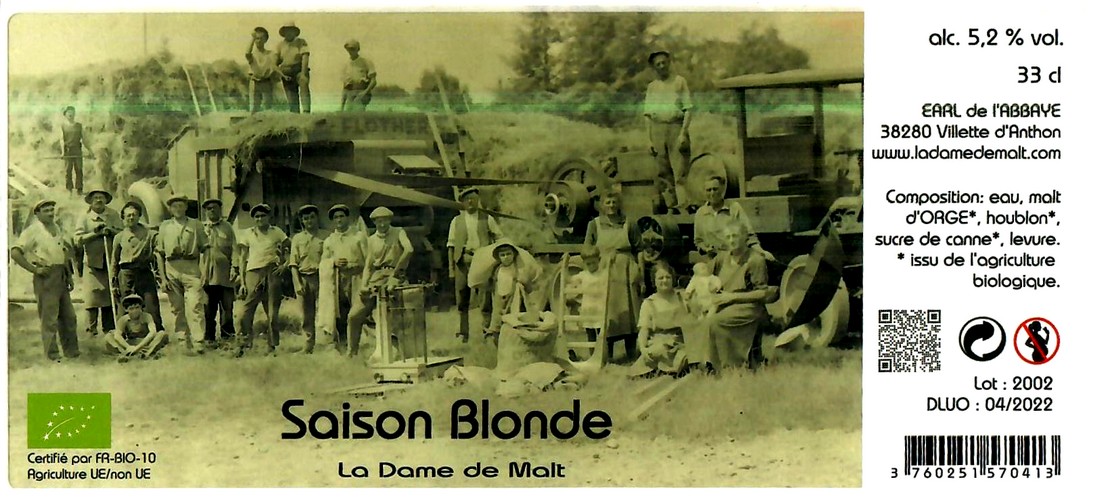 etiquette BRASSERIE LA DAME DE MALT 11