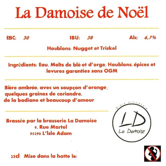 Etiquette BRASSERIE LA DAMOISE 13