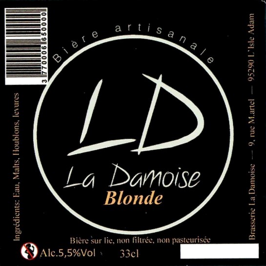 Etiquette BRASSERIE LA DAMOISE 15