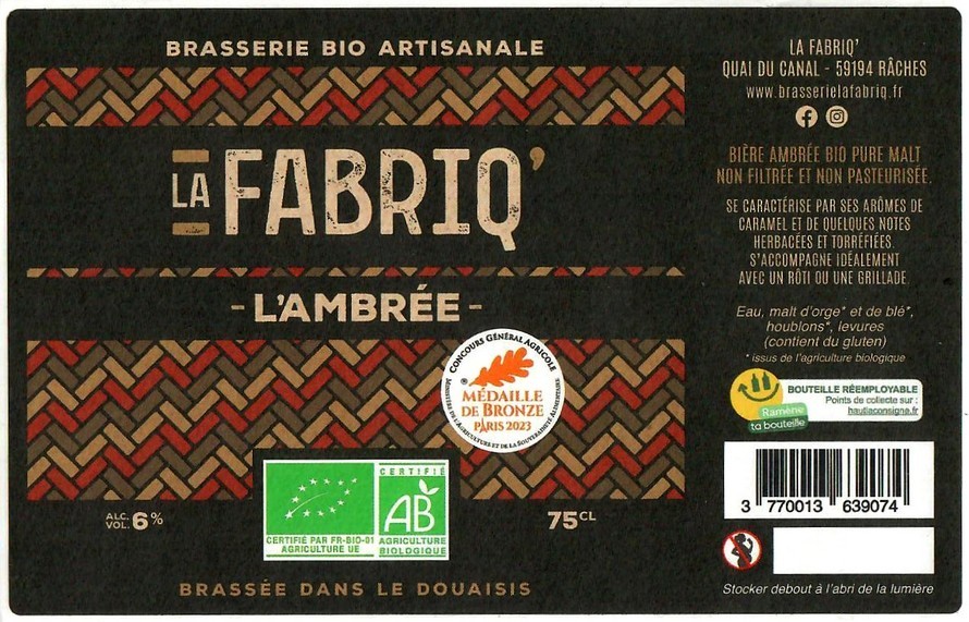 Etiquette BRASSERIE LA FABRIQ 01