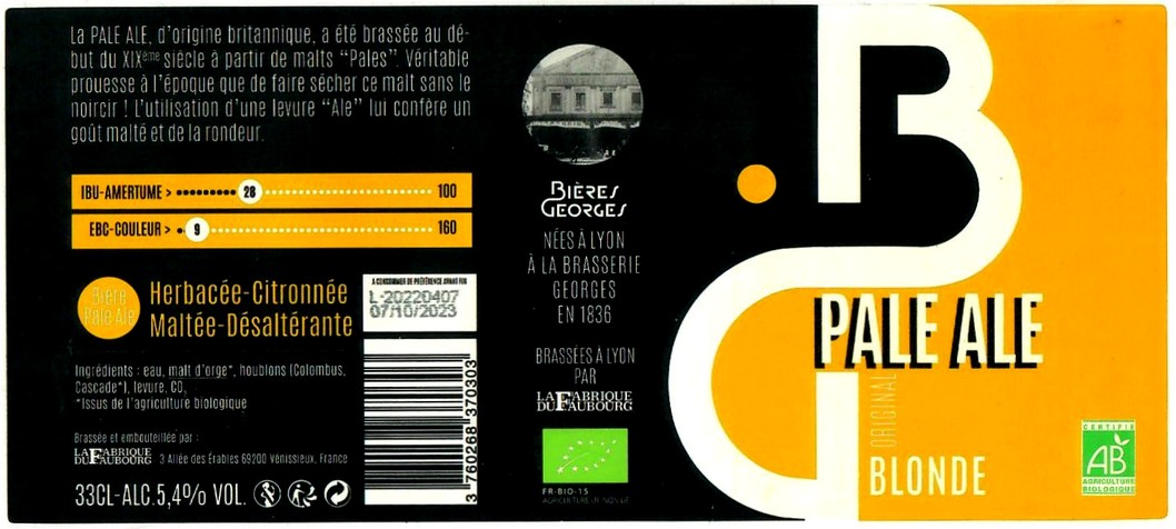 Etiquette BRASSERIE LA FABRIQUE DU FAUBOURG 13