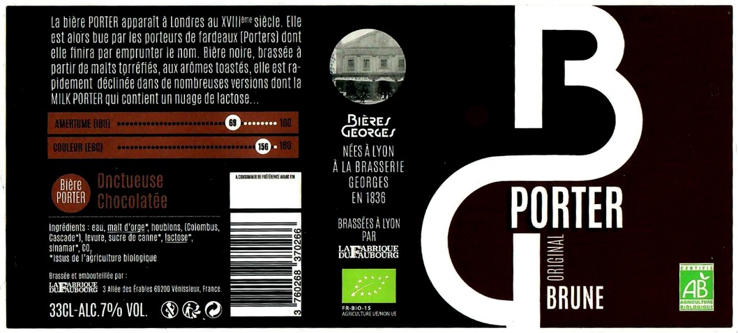 Etiquette BRASSERIE LA FABRIQUE DU FAUBOURG 14