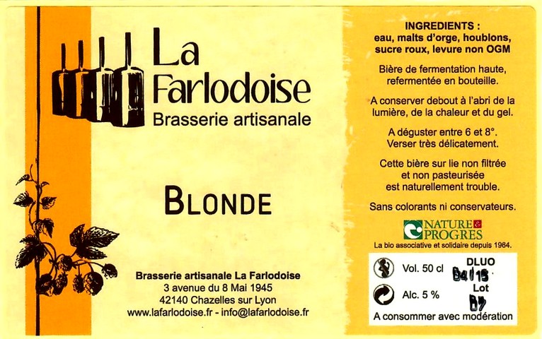 etiquette BRASSERIE LA FARLODOISE 01