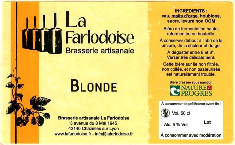 etiquette BRASSERIE LA FARLODOISE 06