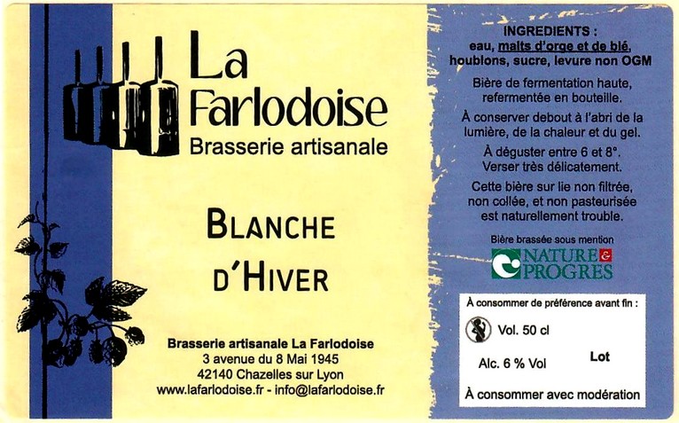 etiquette BRASSERIE LA FARLODOISE 07