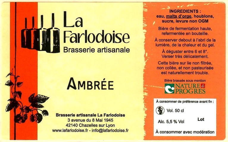 etiquette BRASSERIE LA FARLODOISE 08