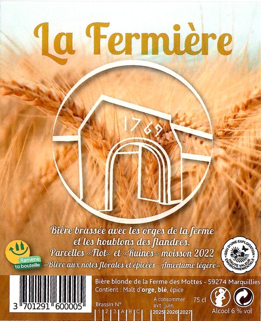 Etiquette BRASSERIE LA FERME DES MOTTES 145