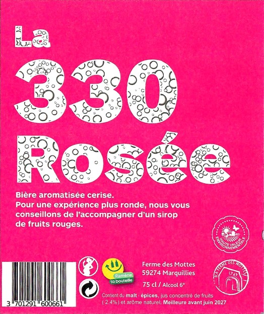 Etiquette BRASSERIE LA FERME DES MOTTES 167