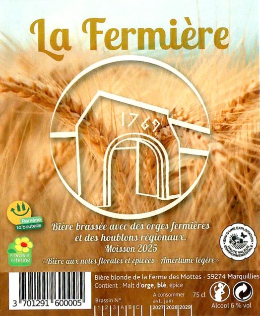 Etiquette BRASSERIE LA FERME DES MOTTES 182
