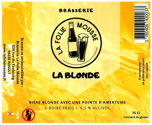Etiquette BRASSERIE LA FOLIE MOUSSE 15