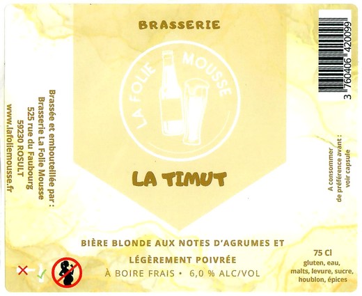 Etiquette BRASSERIE LA FOLIE MOUSSE 20