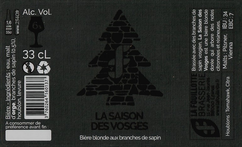 Etiquette BRASSERIE LA FOUILLOTTE 18