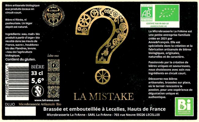 Etiquette BRASSERIE LA FRANNE 13