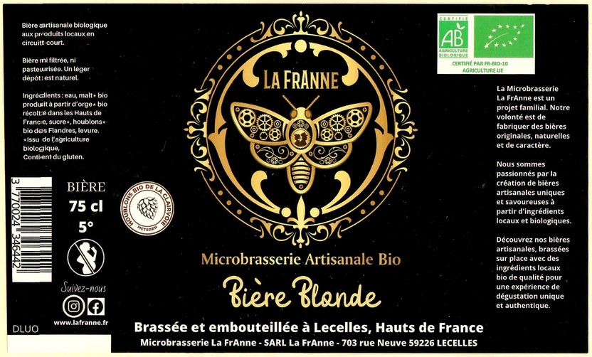 Etiquette BRASSERIE LA FRANNE 19