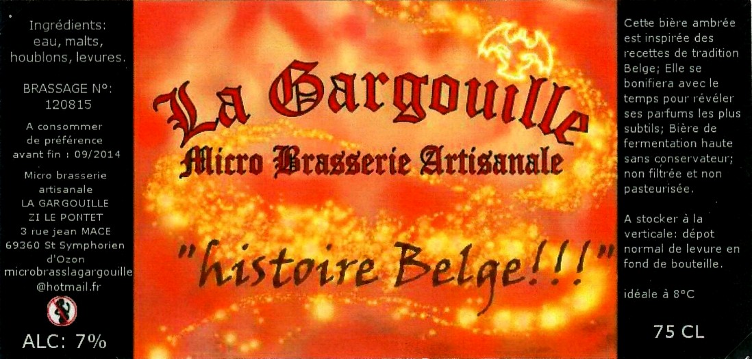 etiquette BRASSERIE LA GARGOUILLE 01