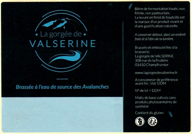etiquette BRASSERIE LA GORGEE DE VALSERINE 01