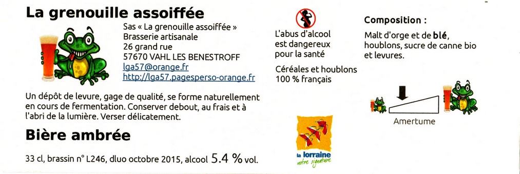 etiquette BRASSERIE LA GRENOUILLE ASSOIFFEE 01