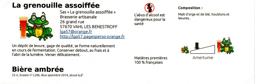 etiquette BRASSERIE LA GRENOUILLE ASSOIFFEE 03