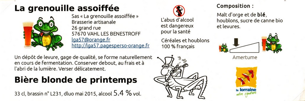 etiquette BRASSERIE LA GRENOUILLE ASSOIFFEE 06