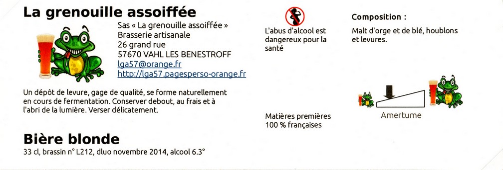 etiquette BRASSERIE LA GRENOUILLE ASSOIFFEE 10
