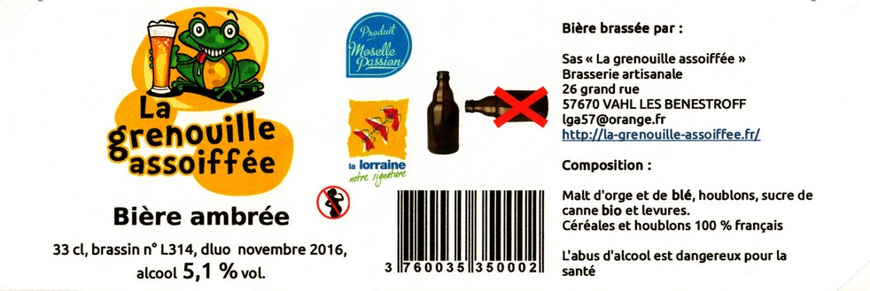 etiquette BRASSERIE LA GRENOUILLE ASSOIFFEE 11