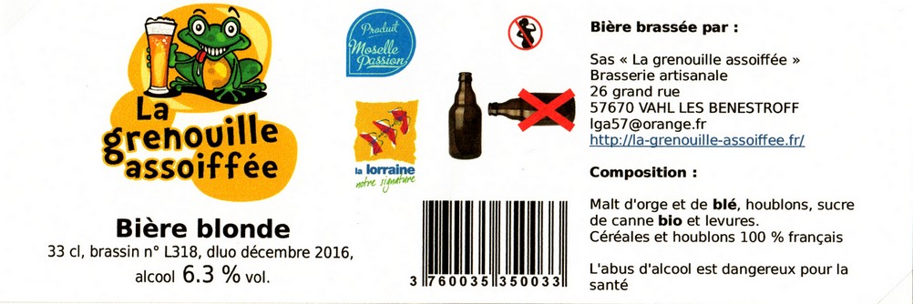 etiquette BRASSERIE LA GRENOUILLE ASSOIFFEE 13