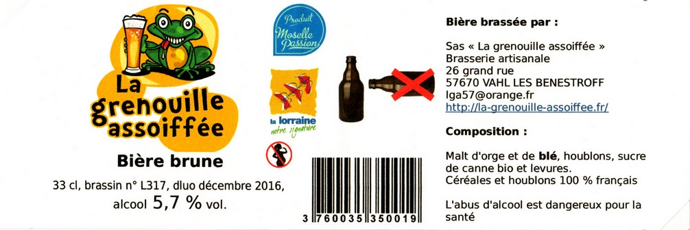 etiquette BRASSERIE LA GRENOUILLE ASSOIFFEE 14